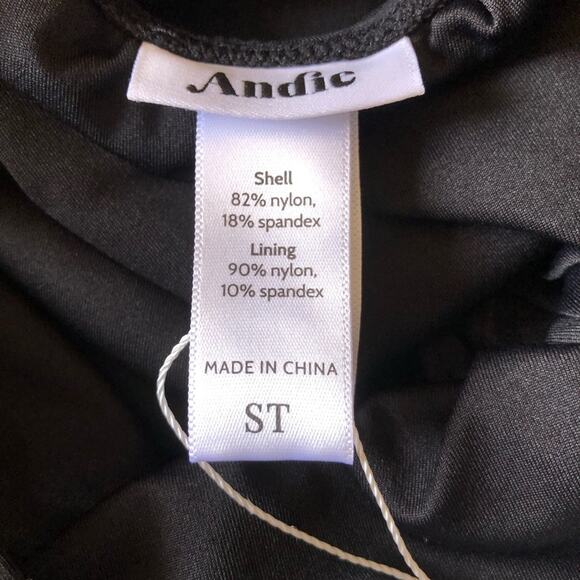 Andie NWT The Bali Flattering Neckline One Piece Swimsuit Black Small Tall - Picture 10 of 15